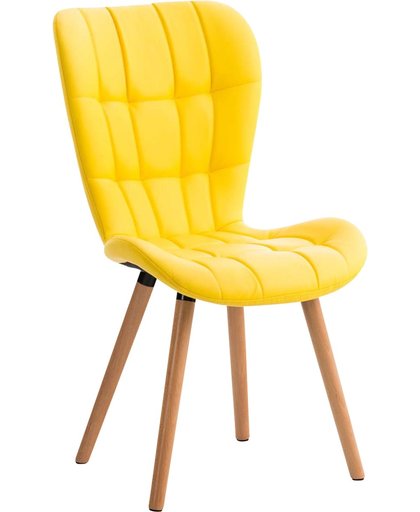 Clp Eetkamerstoel ELDA, wachtkamerstoel, woonkamerstoel, bezoekersstoel, fauteuil met stevig houten frame, met stijlvolle decoratieve stiksels, verkrijgbaar in verschillende kleuren, bekleding van kunstleer, - geel,