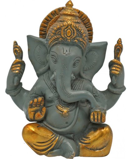 Ganesha grote oren grijs met gouden finish (14 cm)