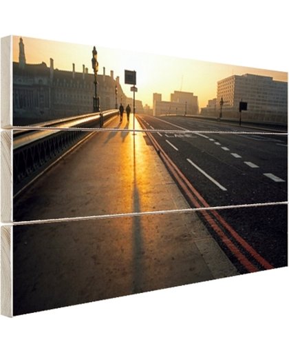FotoCadeau.nl - De Westminster brug bij zonsopgang Hout 80x60 cm - Foto print op Hout (Wanddecoratie)