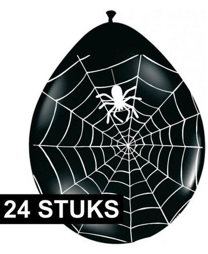Halloween - Zwarte ballonnen met spinnenweb - 24 stuks - Halloween versiering