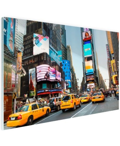 FotoCadeau.nl - Times Square met gele taxis Glas 120x80 cm - Foto print op Glas (Plexiglas wanddecoratie)