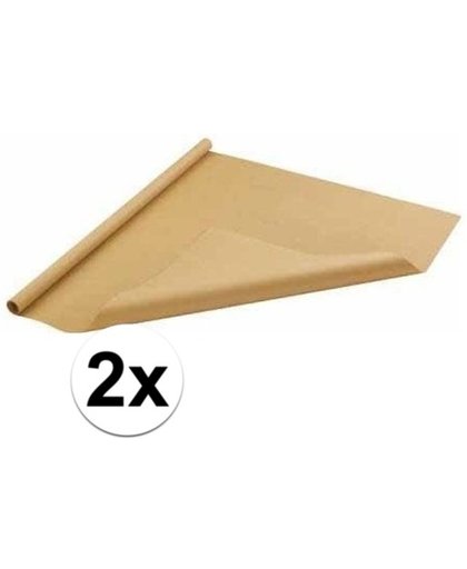 2x Inpakpapier bruin  500 x 70 cm op rol - cadeaupapier