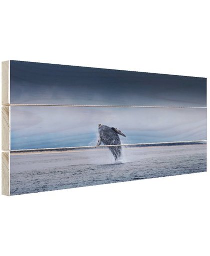 FotoCadeau.nl - Brede foto van springende walvis Hout 120x80 cm - Foto print op Hout (Wanddecoratie)