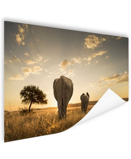 FotoCadeau.nl - Olifant en kalf savanne Poster 90x60 cm - Foto print op Poster (wanddecoratie)