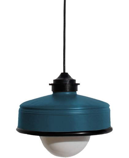 Iliui - Hanglamp van gerecycled Illy koffieblik - petrol blauw