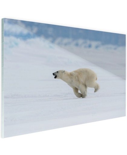 FotoCadeau.nl - Ijsbeer bij bevroren zeeijs Glas 60x40 cm - Foto print op Glas (Plexiglas wanddecoratie)