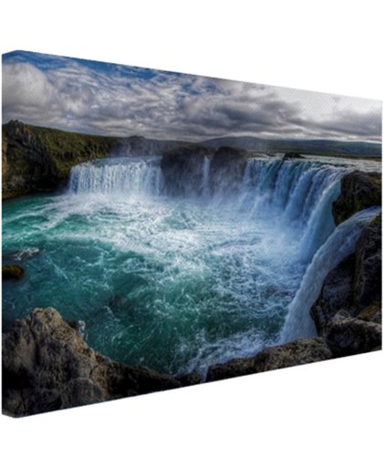 FotoCadeau.nl - IJslandse watervallen Canvas 120x80 cm - Foto print op Canvas schilderij (Wanddecoratie)