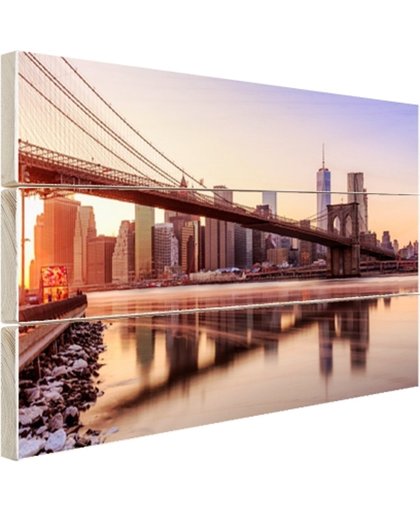 FotoCadeau.nl - Manhattan vanuit Brooklyn bridge park Hout 60x40 cm - Foto print op Hout (Wanddecoratie)