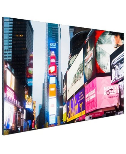 FotoCadeau.nl - Neon lichten Times Square Aluminium 30x20 cm - Foto print op Aluminium (metaal wanddecoratie)