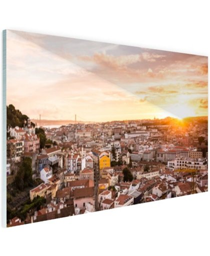 Uitzicht over Lissabon Glas 180x120 cm - Foto print op Glas (Plexiglas wanddecoratie)