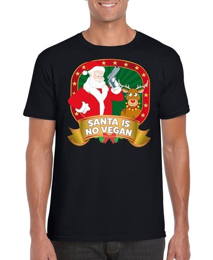 Foute Kerst t-shirt zwart Santa is no vegan heren - Kerst shirts L