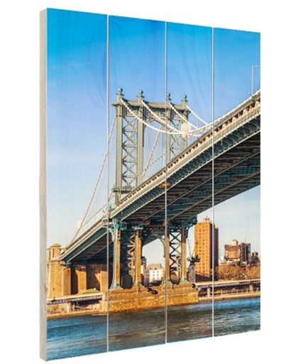FotoCadeau.nl - Manhattan brug in New York City Hout 20x30 cm - Foto print op Hout (Wanddecoratie)