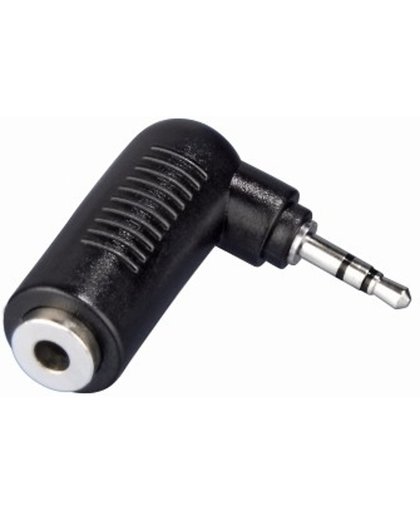 Hama Angled Adapter, jack, stereo, 3.5 mm socket - 2.5 mm plug 90&deg; 2,5 mm 3,5 mm Zwart kabeladapter/verloopstukje