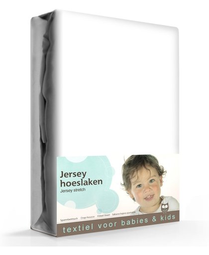 Jersey kinder hoeslaken - Wit - Ledikant (60x120 cm)