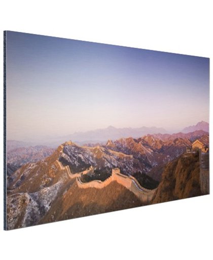 De Chinese Muur bij zonsopgang Aluminium 180x120 cm - Foto print op Aluminium (metaal wanddecoratie)