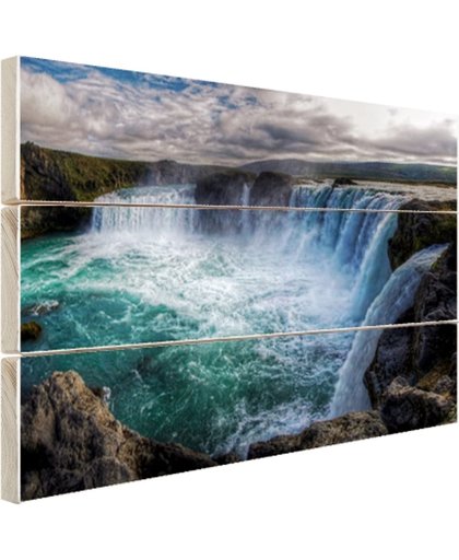 FotoCadeau.nl - IJslandse watervallen Hout 120x80 cm - Foto print op Hout (Wanddecoratie)