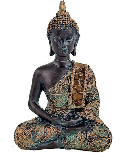 Boeddha in Meditatie antieke finish Thailand (10x6x15 cm)