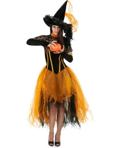 Oranje heksen outfit voor dames Halloween - Verkleedkleding