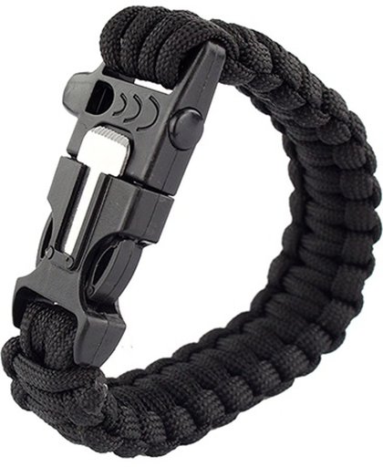 Paracord Armband Zwart - Firestarter - Fluit
