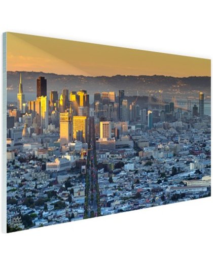FotoCadeau.nl - San Francisco in ochtendlicht Glas 30x20 cm - Foto print op Glas (Plexiglas wanddecoratie)