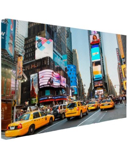 FotoCadeau.nl - Times Square gele taxis foto afdruk Canvas 120x80 cm - Foto print op Canvas schilderij (Wanddecoratie)