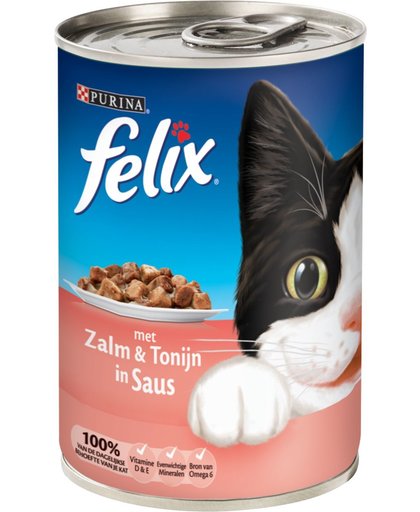 Felix Blik Brok In Saus - Zalm en tonijn - Kattenvoer - 1 x 370 g