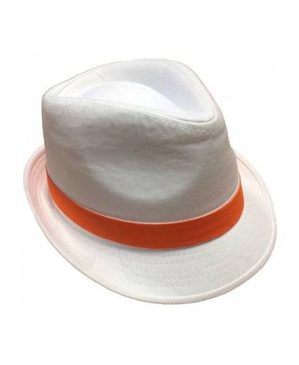 Witte hoed met oranje bies