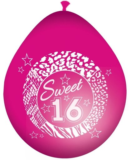 16x Roze sweet 16 leeftijd ballonnen