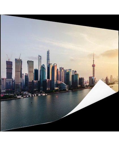FotoCadeau.nl - Shanghai skyline bij zonsondergang Poster 90x60 cm - Foto print op Poster (wanddecoratie)