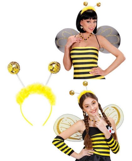 Bijen haarband met nepbont voor volwassenen - Verkleedattribuut