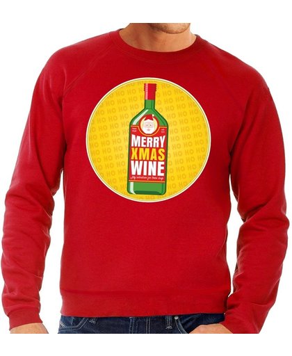 Foute kersttrui / sweater Merry Chrismas Wine rood voor heren - Kersttrui voor wijn liefhebber XL (54)