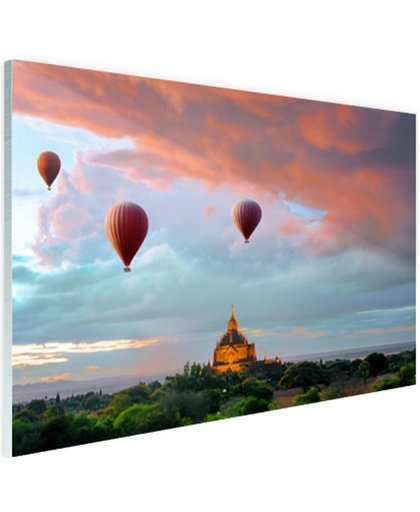 Luchtballonnen in Bagan Azie  Glas 180x120 cm - Foto print op Glas (Plexiglas wanddecoratie)