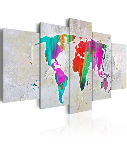 Schilderij - Onze planeet , wereldkaart