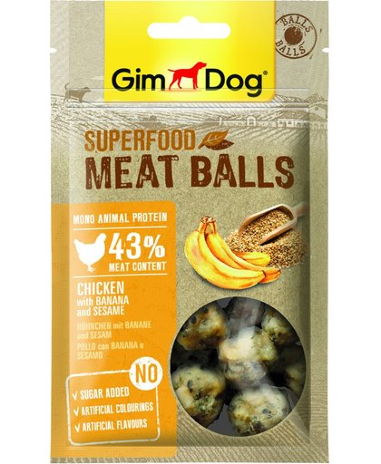 Gimdog Superfood Meat Balls - Kip & Banaan en Sesam - Hondensnack - 70 gr