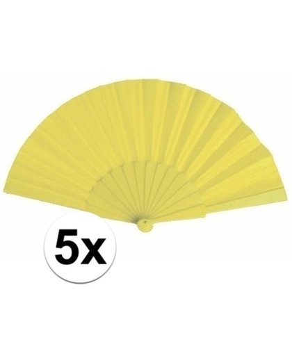 5x stuks Spaanse Handwaaiers geel 23 cm