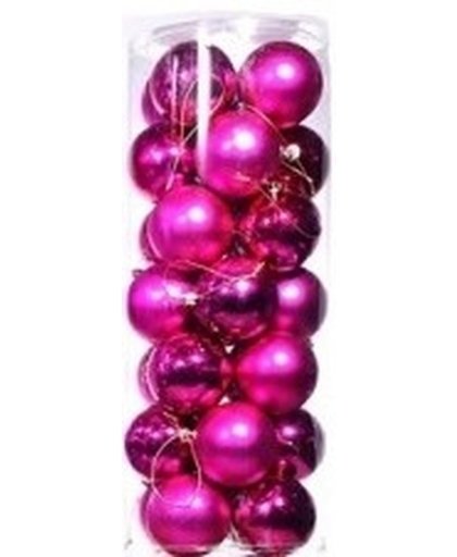 Roze kerstballen 28 stuks 6 cm