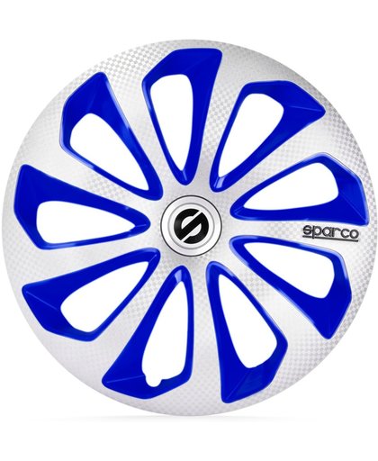 4-Delige Sparco Wieldoppenset Sicilia 14-inch Zilver/blauw/carbon