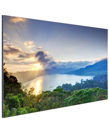 Uitzicht over bergen en meren Azie Aluminium 180x120 cm - Foto print op Aluminium (metaal wanddecoratie)