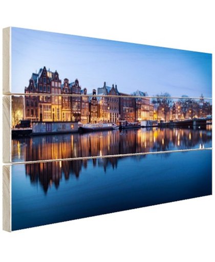 FotoCadeau.nl - Zonsopgang grachten Amsterdam Hout 30x20 cm - Foto print op Hout (Wanddecoratie)