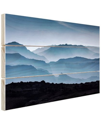 FotoCadeau.nl - Silhouette van bergen Hout 80x60 cm - Foto print op Hout (Wanddecoratie)