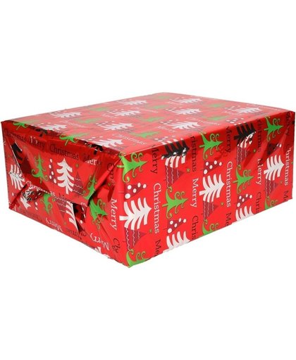 3 rollen Kerst inpakpapier rood 150 x 70cm - cadeaupapier