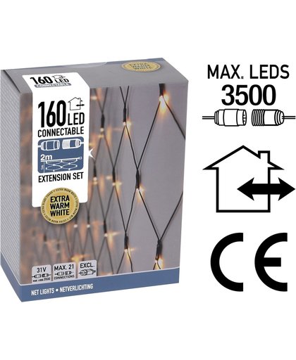 Koppelbare Netverlichting - 160 LED - 2m - warm wit