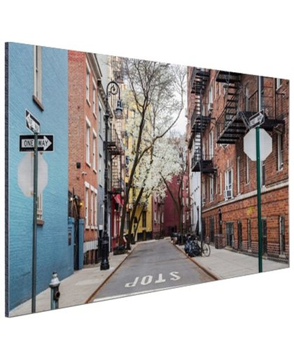 FotoCadeau.nl - Greenwich village straatbeeld New York Aluminium 120x80 cm - Foto print op Aluminium (metaal wanddecoratie)