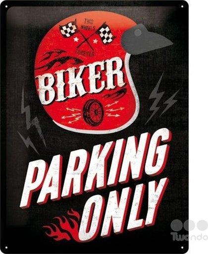 Biker Parking Only  Metalen wandbord in reliëf 30x40 cm