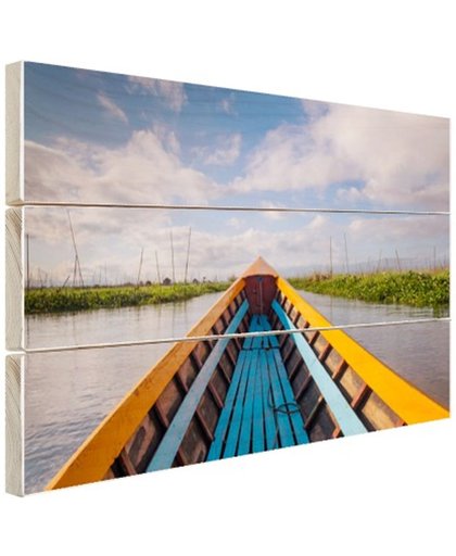 FotoCadeau.nl - Boot in een rivier in Azie Hout 30x20 cm - Foto print op Hout (Wanddecoratie)