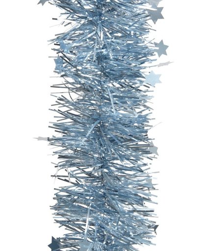 IJsblauwe kerstversiering folie slinger met ster 270 cm