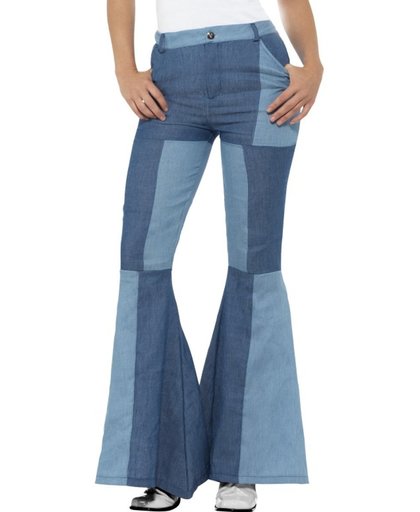Blauwe jean patchwork broek voor vrouwen