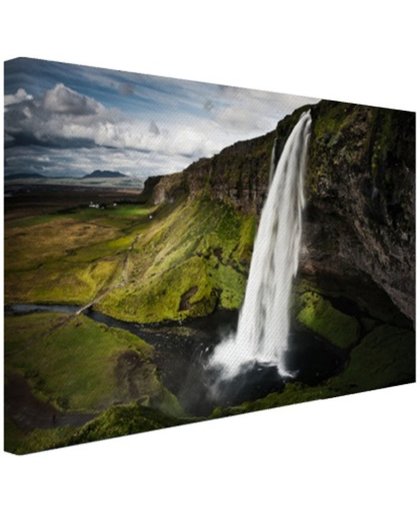 Seljalandsfoss waterval Canvas 180x120 cm - Foto print op Canvas schilderij (Wanddecoratie)