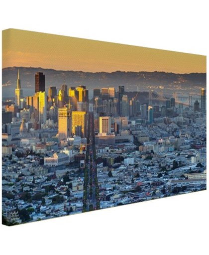 San Francisco in ochtendlicht Canvas 180x120 cm - Foto print op Canvas schilderij (Wanddecoratie)