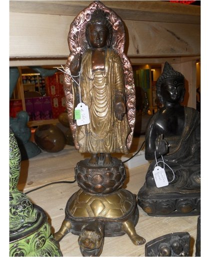 Boeddha op schildpad India, zeldzaam (24) - brons - S